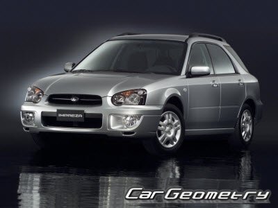 Кузовные размеры Subaru Impreza II 2003-2005 кузов Sedan и Wagon (GD, GG)