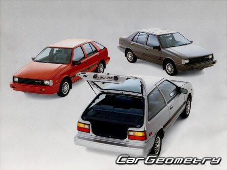 Размеры кузова Hyundai Excel, Hyundai Presto, Mitsubishi Precis 1985–89 кузов (X1)