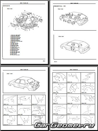 Размеры кузова Hyundai Excel, Hyundai Presto, Mitsubishi Precis 1985–89 кузов (X1)