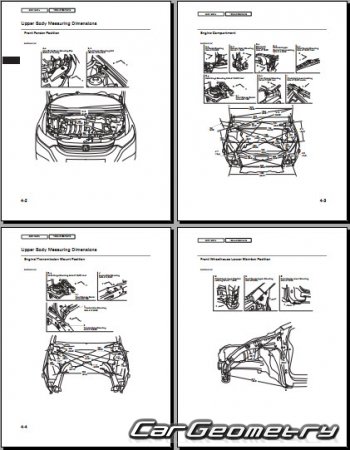 Размеры кузова Honda Insight (ZE2) 2010–2014 Body Repair Manual