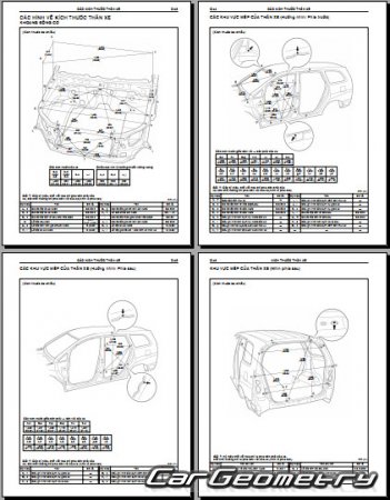 Кузовные размеры Toyota Innova 2008–2012 (TGN40) Collision shop manual
