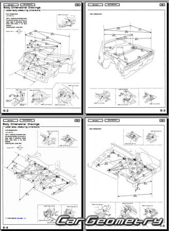Кузовные размеры Honda NSX (NA1) и Acura NSX 1990–1994 Body Repair Manual