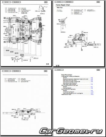 Геометрические размеры кузова Acura MDX 2001–2006 Body Repair Manual