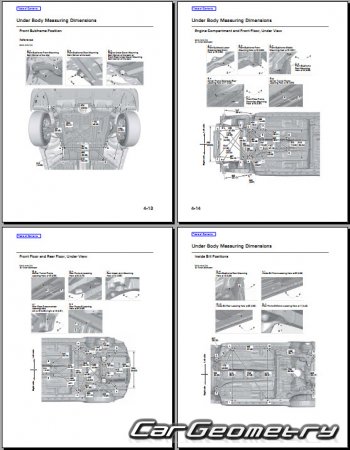 Контрольные размеры кузова Acura ILX с 2012 Body Repair Manual