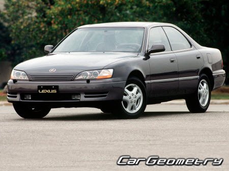 Контрольные размеры кузова Lexus ES 300 1992–1996 (XV10) / Toyota Windom (СV10) 1991–1996