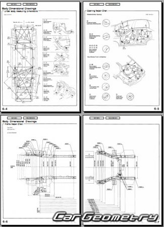 Кузовные размеры Acura 3.2TL 1999-2003 Body Repair Manual