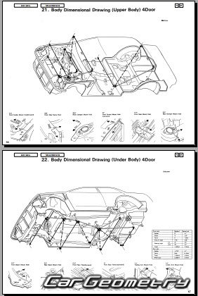 Размеры кузова Honda Civic 1988-1991 (Hatchback, Sedan, Wagon, CRX)