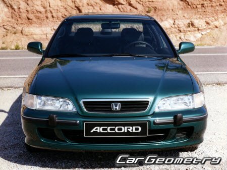 Геометрические размеры Honda Accord 1994-1997 (Sedan, Coupe, Wagon) Body Repair Manual