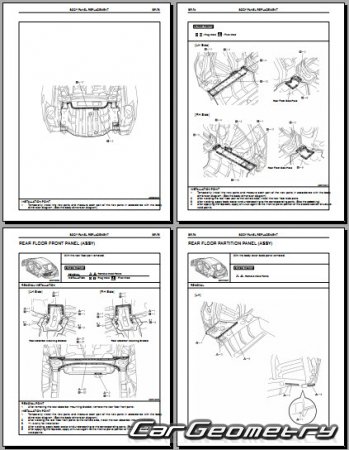 Размеры кузова Тойота Приус Plug-in Hybrid 2009–2012 (ZVW35) Collision Repair Manual