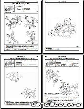 Кузовные размеры Toyota Highlander (Kluger) 2007-2012 (GSU40, GSU45) Collision shop manual