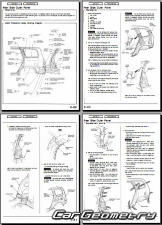 Размеры Honda Odyssey 1995-1998 Body Repair Manual