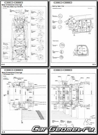 Кузовные размеры Honda Odyssey (RL1) 1999-2004 USA Body Repair Manual