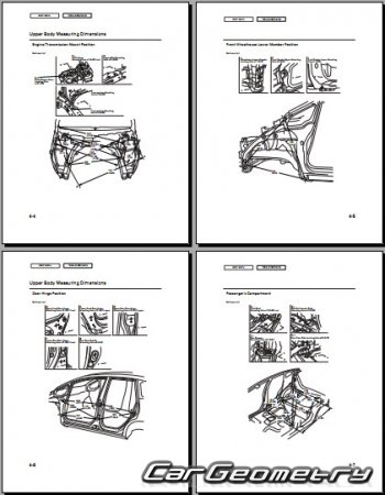 Контрольные размеры кузова Honda Fit (Honda Jazz) 2009-2013 Body Repair Manual