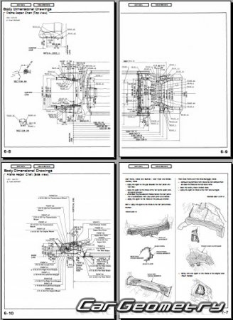 Размеры кузова Honda CR-V 1995-2001 Body Repair Manual