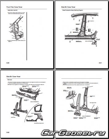 Контрольные размеры кузова Honda CR-V 2007-2011 Body Repair Manual