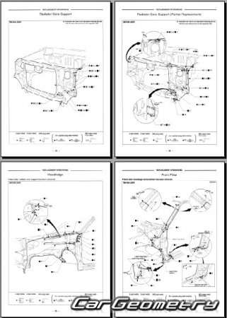 Контрольные размеры кузова Nissan Pick Up Navara и Nissan Frontier (D22) 1997-2000