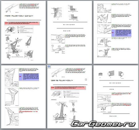 Размеры кузова Mitsubishi Colt (CZ3/CZT) 2008-2012 Body Repair Manual