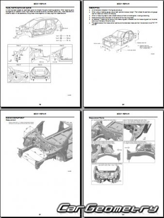 Размеры кузова Nissan Murano (Z50) 2003–2008 Body Repair Manual