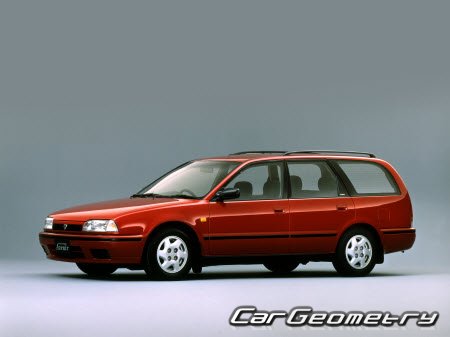 Геометрические размеры кузова Nissan Avenir (W10) 1990–1998 Body Repair Manual