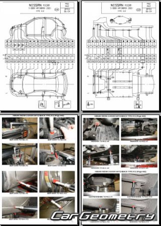 Геометрические размеры Nissan Micra K12 2003-2010 Body Repair Manual