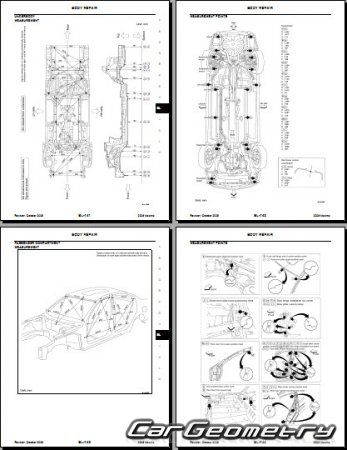 Контрольные размеры кузова Nissan Maxima (A34) USA 2004–2008 Body Repair Manual