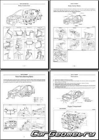 Размеры кузова Nissan Almera Tino (V10) 2000–2006 Body Repair Manual
