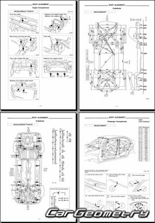 Кузовные размеры Nissan Almera (N15) 1995–2000 Body Repair Manual
