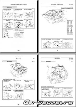 Контрольные размеры кузова Nissan Almera (N16) 2000–2006 Body Repair Manual