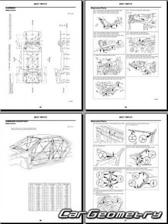 Геометрические размеры кузова Nissan Almera Classic (B10) 2006–2012 Body Repair Manual