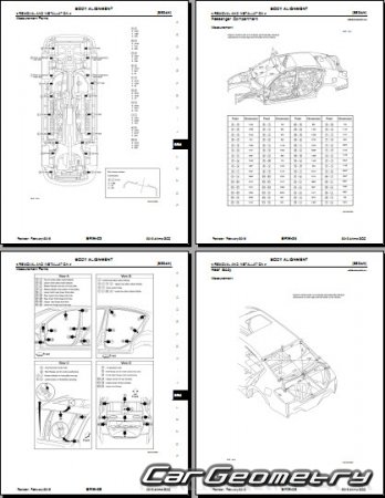 Кузовные размеры Nissan Altima (L32) 2006-2012 (Sedan, Coupe, Hybrid) Body Repair Manual