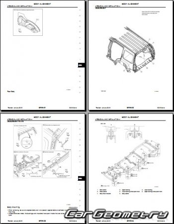 Контрольные размеры кузова Nissan Xterra (N50) 2008-2020 Body Repair Manual