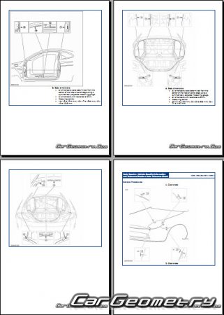 Геометрические размеры кузова Ford Puma 1997–2001 Body Repair Manual