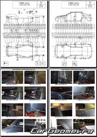 Размеры кузова Форд Мондео 2000-2007 (Третье поколение) Body Repair Manual