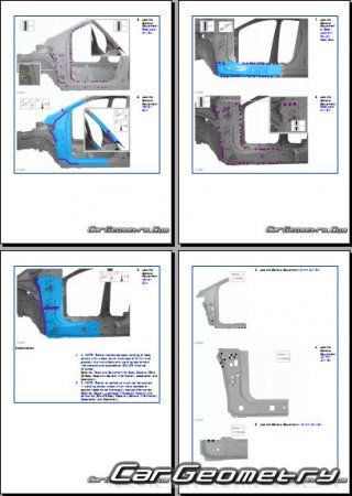 Геометрические размеры кузова Форд Куга 2008-2013 Body Repair Manual