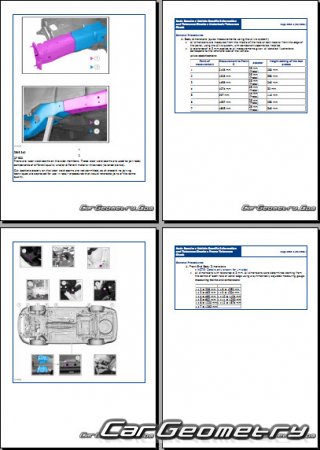 Геометрические размеры кузова Форд Куга 2008-2013 Body Repair Manual