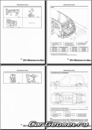 Кузовные размеры Subaru Forester (SH) 2008-2012 Body Repair Manual