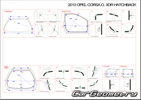 Геометрия Опель Корса Д, Размеры кузова Opel Corsa D 2006–2014 (3DR, 5DR Hatchback)