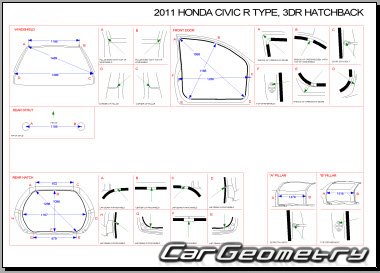 Honda Civic Type-R (FN) 2007-2011 Body dimensions