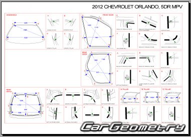 Chevrolet Orlando с 2010 Body dimensions