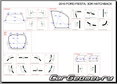 Кузовные размеры Форд Фиеста 2008–2012 (Hatchback 3D и 5D) Шестое поколение