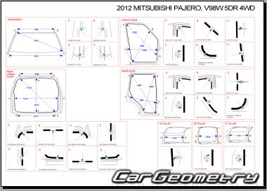 Кузовные размеры Mitsubishi Pajero IV 2006-2016 (Short и Long Wheelbase)