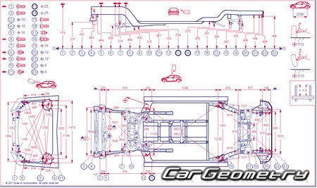 Геометрия кузова Scion tC (AGT20) 2011-2016 Collision Repair Manual
