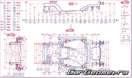 Контрольные размеры кузова Scion iQ (NGJ10) 2012-2016 Collision Repair Manual