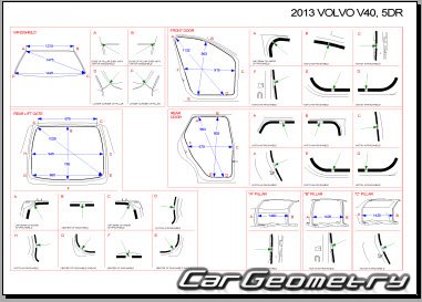 Кузовные размеры Volvo V40 2013-2020 (включая V40 Cross Country )
