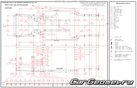 Размеры кузова Lexus CT200h 2011-2017 (ZWA10) Collision Repair Manual