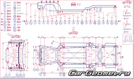 Кузовные размеры Lexus ES350, ES240 2006-2009 (ACV40, GSV40) Collision Repair Manual