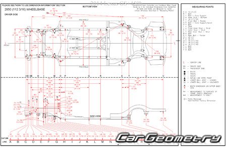 Контрольные размеры Lexus GS 450h с 2012 (GWL10) Collision Repair Manual