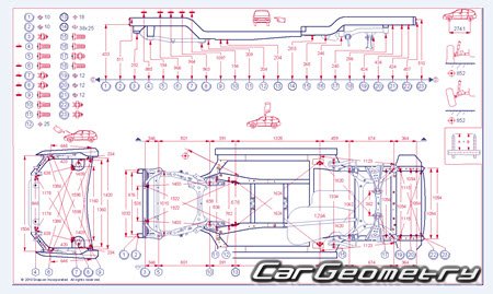 Кузовные размеры Lexus RX450h 2009-2015 (GYL10, GYL15) Collision Repair Manual