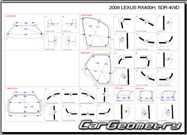 Кузовные размеры Lexus RX400h (MHU33‚38) 2005–2009