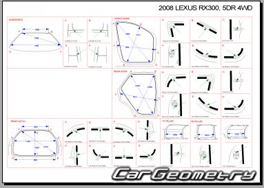 Кузовные размеры Lexus RX350/330/300 (GSU35, MCU35, MCU38) 2003-2009